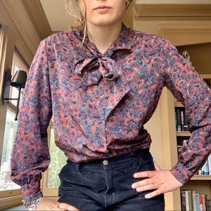 Vintage 80s Paisley Button Down Dress Shirt